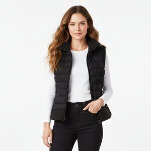 Calvin Klein Black Sleeveless Quilted Zip Up Vest L